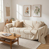 Cream Waves Couch Cover (Reversible)
