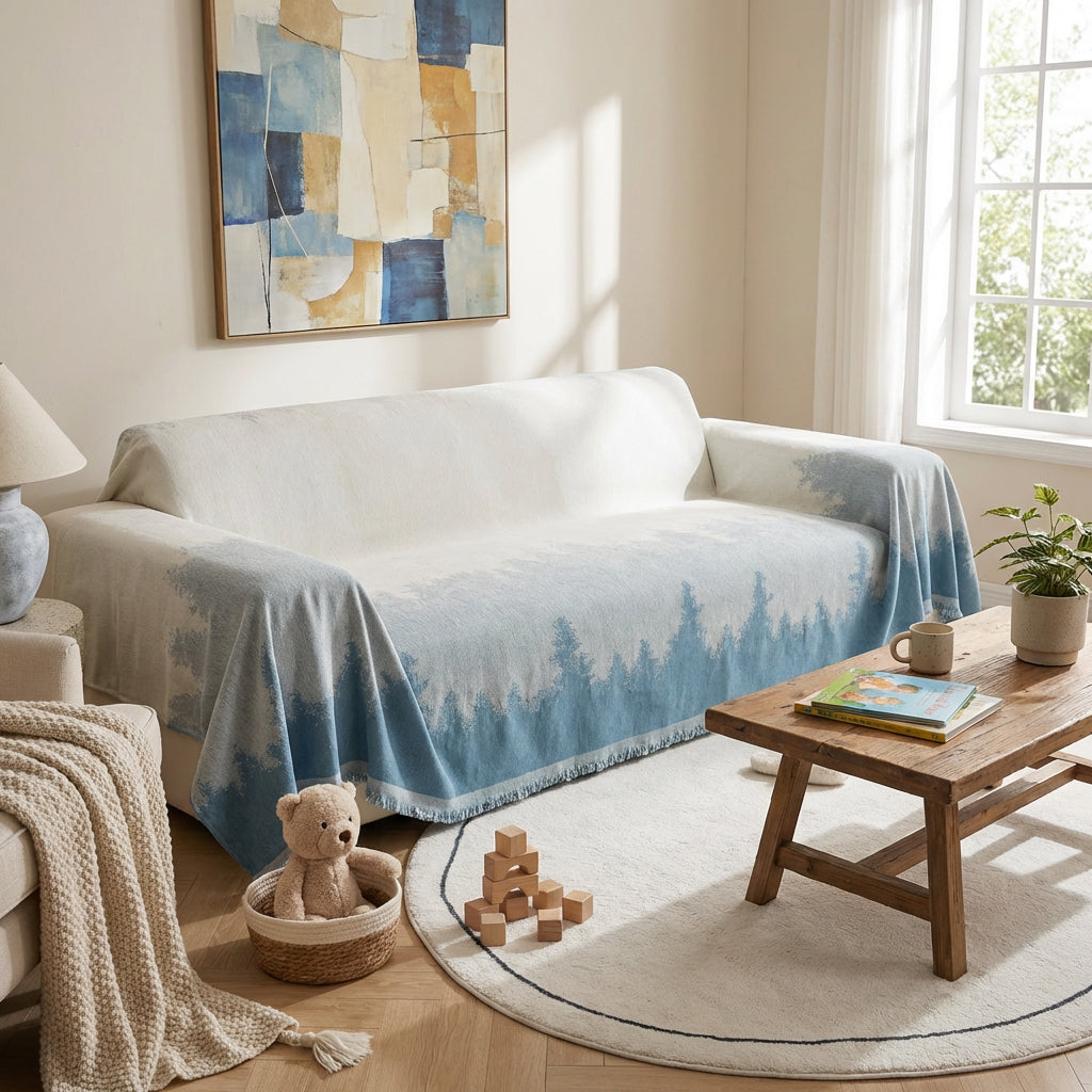 Blue Trees Couch Cover