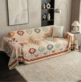 Sofa with a patterned cover in a living room setting