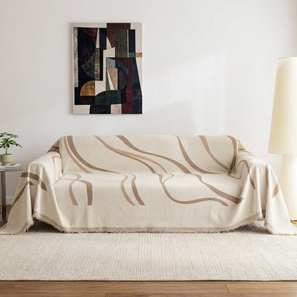 Cream Waves Couch Cover (Reversible)