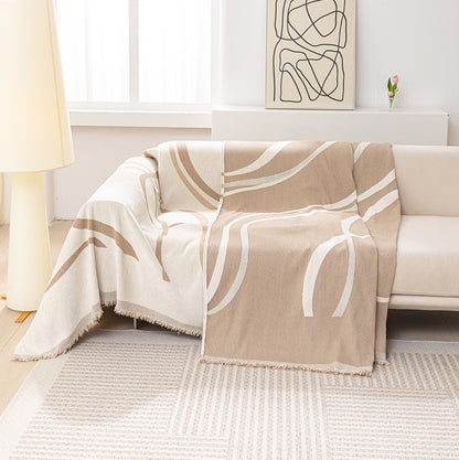 Cream Waves Couch Cover (Reversible)