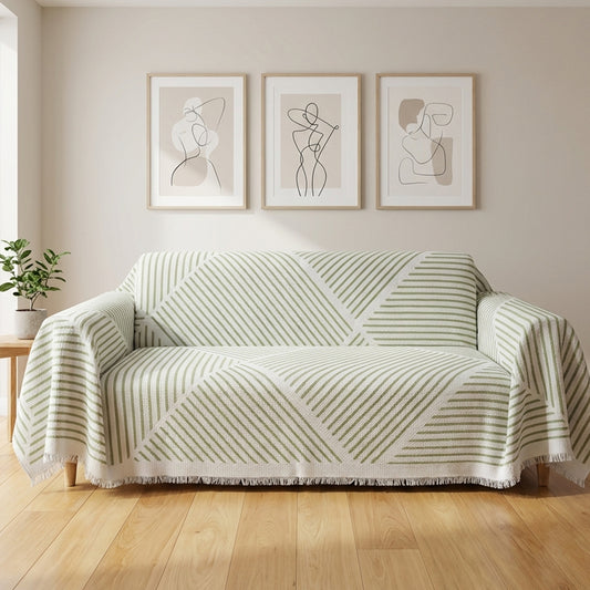 Green Stripes Couch Cover